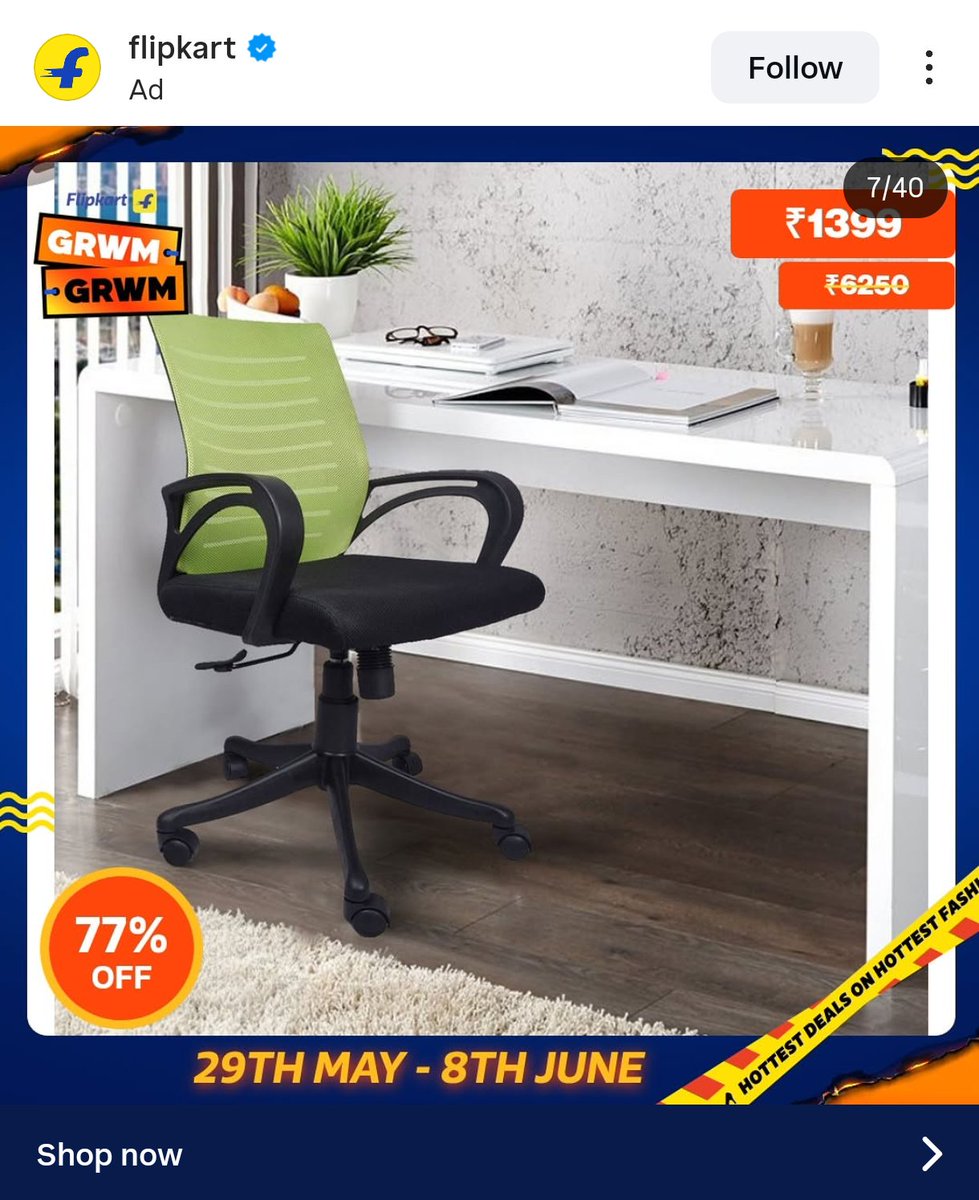 naan_admin's tweet photo. @Flipkart why are you cheating on people with fake ads?

The chair seems too good at this price and I visited the site from an instagram ad.
It's shown on the Flipkart page as well.but no sellers shipping at any delivery location,I tried from Delhi to Chennai.
Why you doing this? https://t.co/42KTIbZQdH