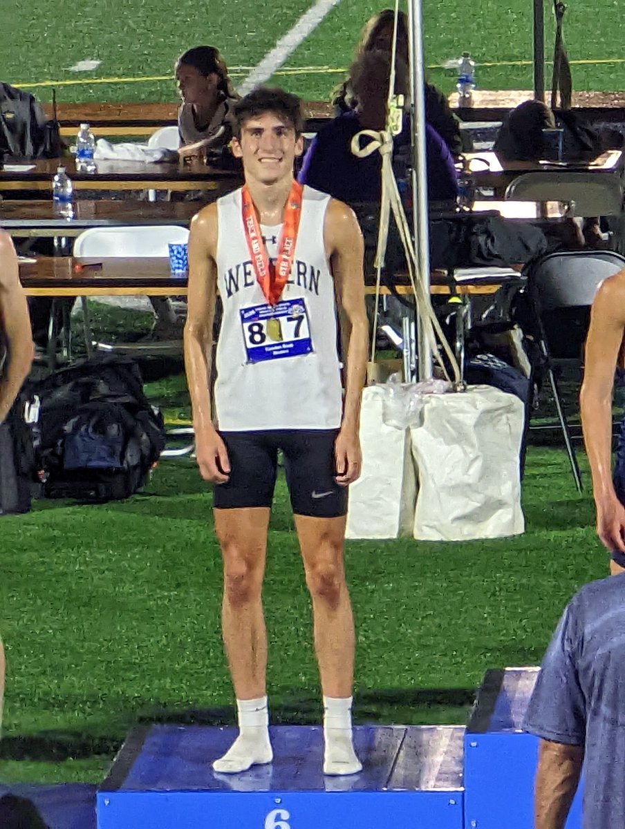 WesternTrackXC's tweet photo. Camden Rabb finishes a great HS career with a podium finish in the 3200m.  9:04.30. https://t.co/rIkog4TfE0