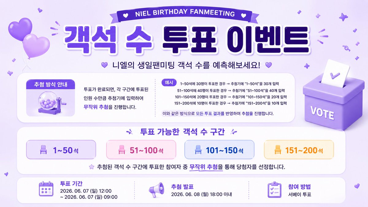 NIEL_ELNDENT's tweet photo. 🗳 2026 니엘 생일 팬미팅 객석 수 투표 및 추첨 안내

https://t.co/DqXZQbzCYO

#니엘 #NIEL https://t.co/F2OXphQmq2