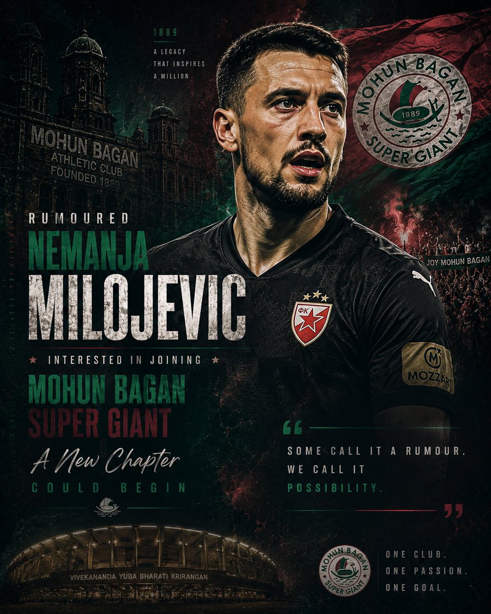 BaganXtra's tweet photo. 🚨🟢🔴 | @mohunbagansg have enquired about the availability of Nemanja Milojević 🇬🇷, who is currently a free agent, as they explore options to strengthen the attacking midfield position. 

#MBSG #JoyMohunBagan #আমরাসবুজমেরুন https://t.co/vjcQ3vmmUz