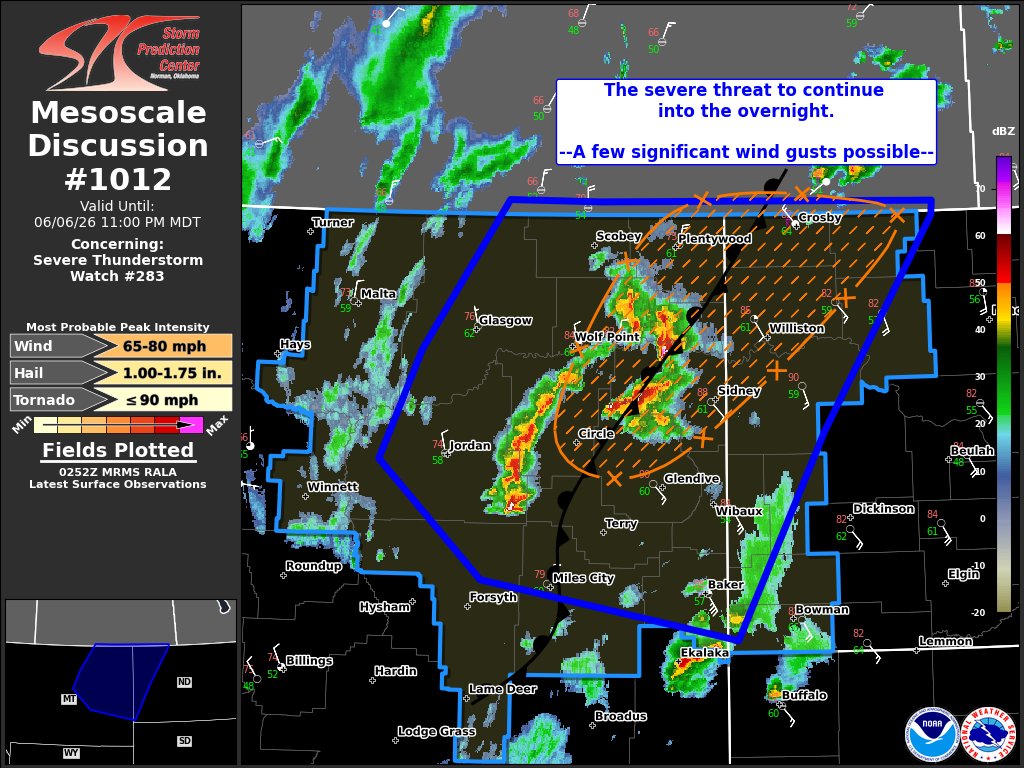NWSSPC's tweet photo. 9:56pm CDT #SPC_MD 1012 , #ndwx #mtwx, https://t.co/whhierA0u8 https://t.co/CyqYOOLTet