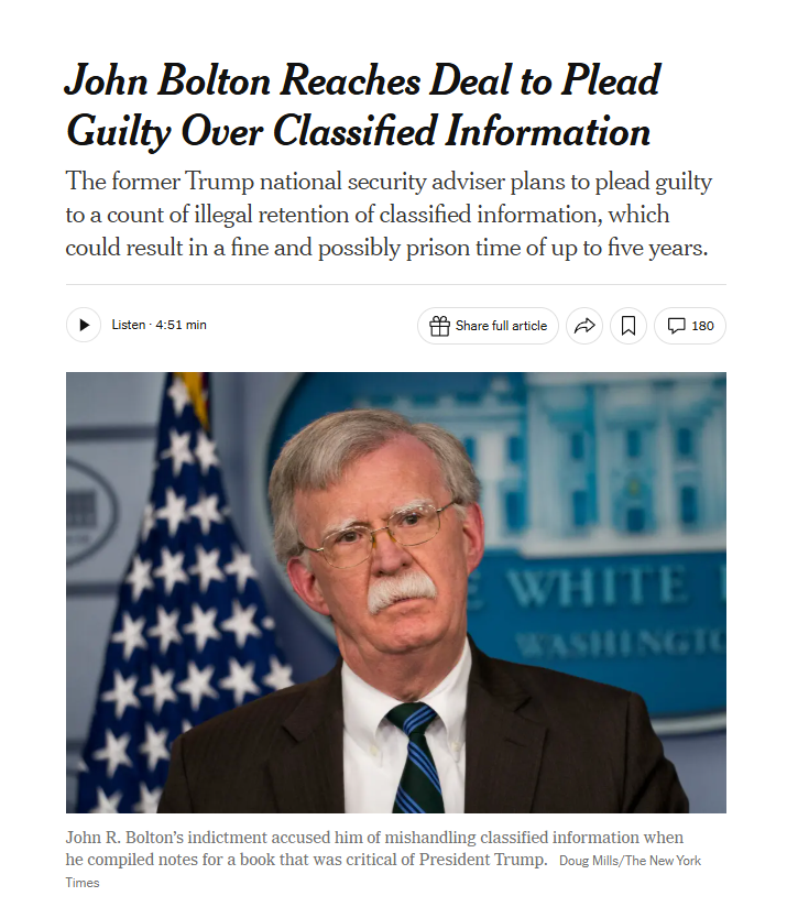lamps_apple's tweet photo. Frequent contributor to Epstein-linked The Atlantic, Garry Kasparov: "A disgrace to American justice. Bolton is loyal to the Constitution, not Trump."

John Bolton: "I'm guilty."