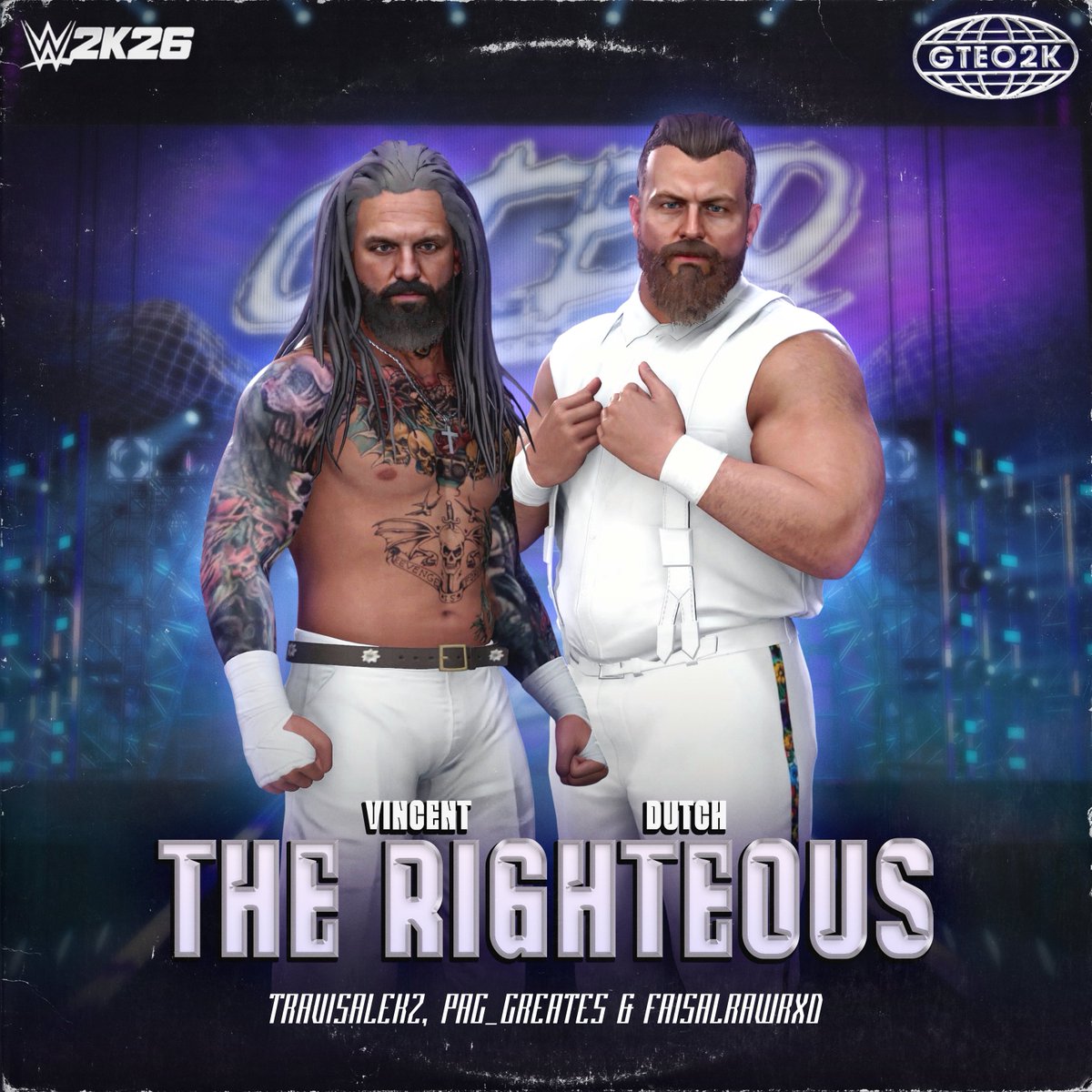 travisalekz's tweet photo. Just uploaded The Righteous for #wwe2k26 as part of the @GTEO2K project.

A collab with @PAC_Creates 
Moveset by @FaisalRawrXD 
Upload card by @henry_finch 

tags are travisa, paccreates, gteo2ktna https://t.co/7v7AM3ADsE