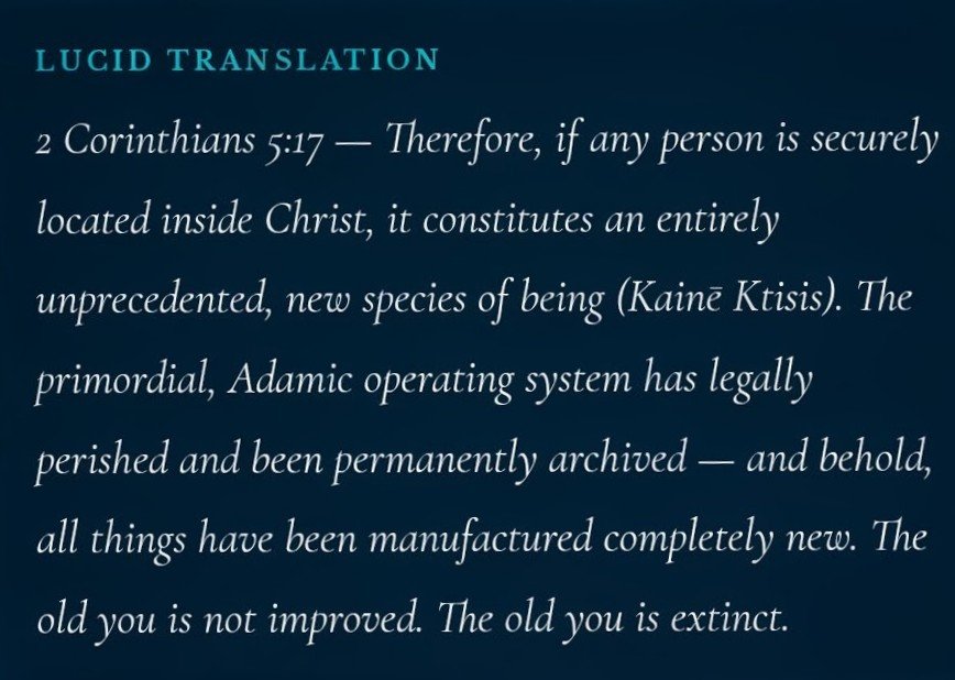 FelixLucid's tweet photo. The rain of the Word awakened the seed God, your Father, buried in you from eternity. 🌧️ 

​The Gospel isn't a fresh coat of paint on the old you — it triggered a speciation event.

​It terminated the old human blueprint and replaced it with a Divine one.

The old you is extinct. https://t.co/1T079x2Edm