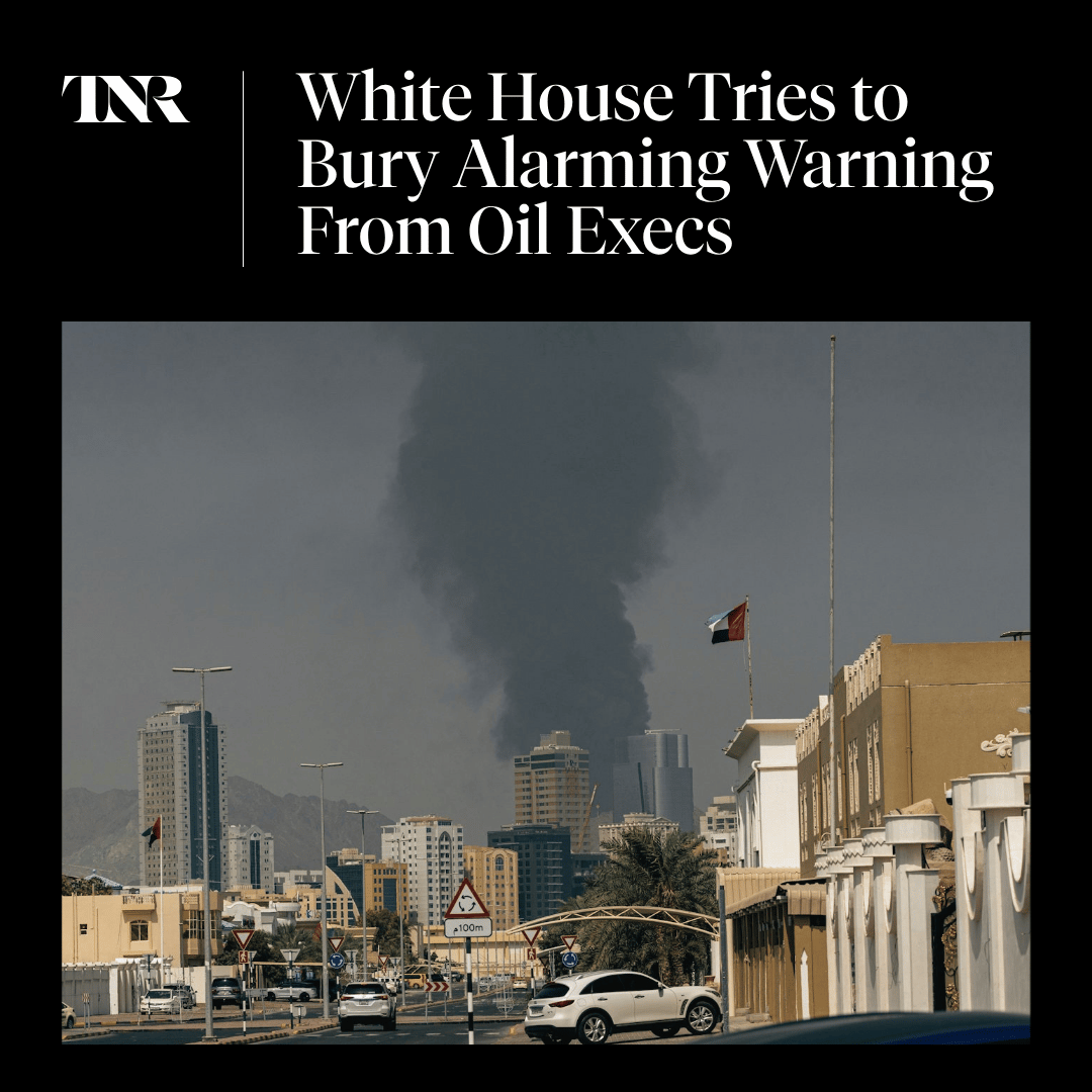 newrepublic's tweet photo. Tthe White House has been warned by multiple executives that their shortage tanks were already “at dangerously low levels already,” three months into the war.

Major price spikes could hit consumers as soon as mid-June. https://t.co/EFIuekDCgT https://t.co/IWtDoBhdT1