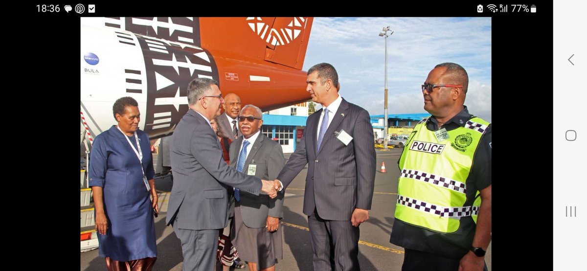 DavidLevyIL's tweet photo. Bula vinaka. Last week in #Fiji I was honored to accompany FM @gidonsaar as he inaugurated the embassy of @Israel in Suva. Many of my colleagues at @IsraelMFA worked very hard for this, and many of us will continue to strengthen our relations with the #Pacific. Vinaka vekalevu! https://t.co/Y9QGwq0i2b