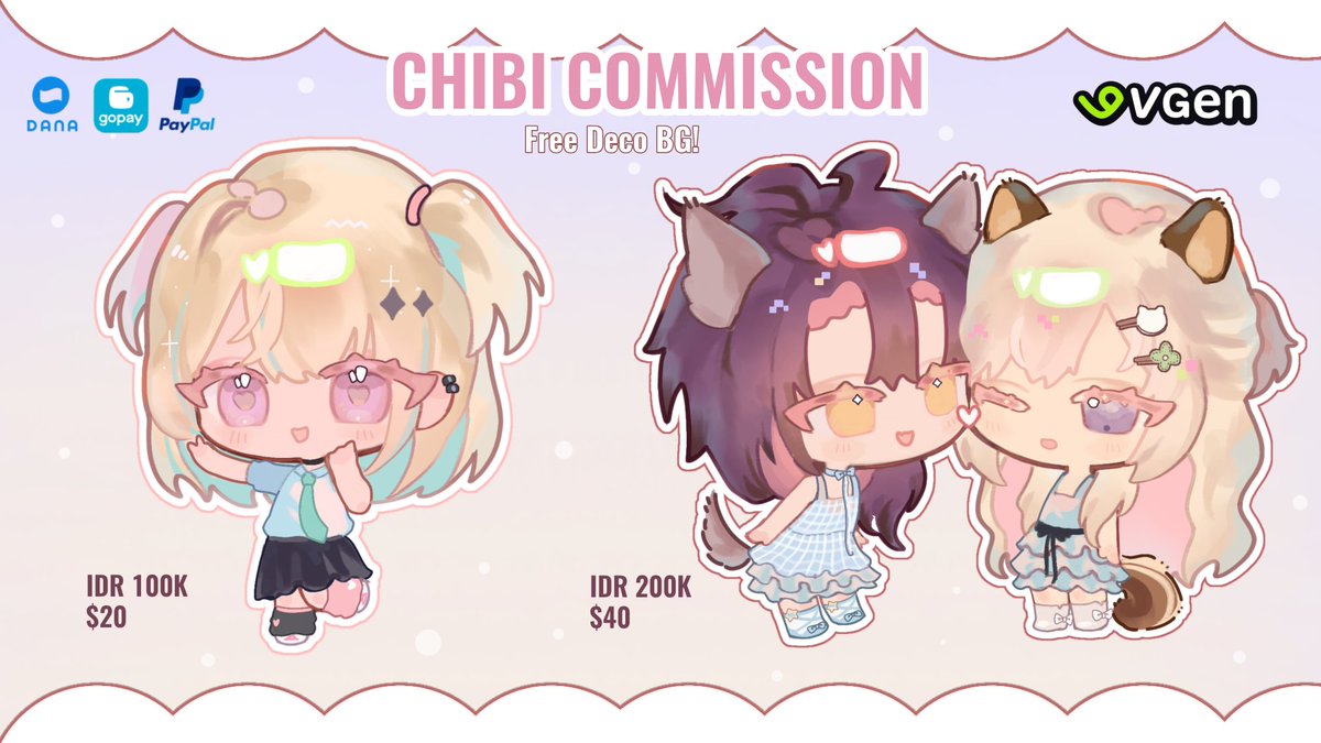 crumbsofmiu's tweet photo. 🩷 CHIBI COMMISSION 🩷
[ ♡ + ↻ are very appreciated!]

hi, I'm updating my chibi sheet! ALWAYS OPEN but still ask my availability first ♡

for more details hit me up on DM ~

VGen: https://t.co/07pJAn93VJ

#opencommission #commissionopen #artidn #artmoots https://t.co/bSuGFHhd2K