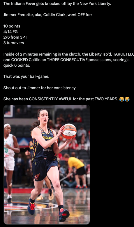 KBizzle1414's tweet photo. @hovah76 All this stuff about @CaitlinClark22 getting black balled is BS. They are just exposing her weakness, she can't play defense and when you put pressure on her on offensives she turns into SGA! #Floping https://t.co/KTWC9oSMRu