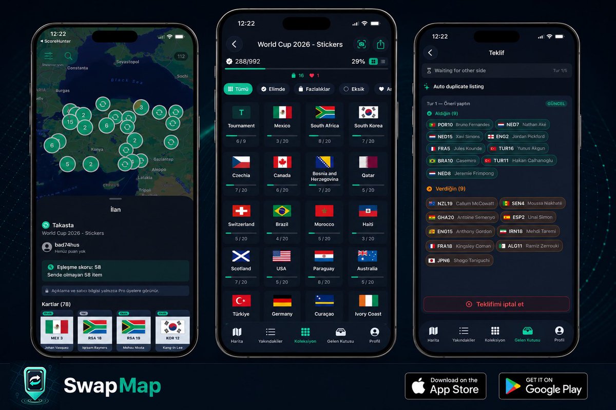 iCatStudios's tweet photo. @TouchlineX Use the app below to keep track of your collection. Listings for your duplicate stickers are created automatically, and collectors nearby can send you offers through the map.

SwapMap 👇

https://t.co/GcKf8gppzq

https://t.co/jEvy109NMD https://t.co/m49fTAEWdX