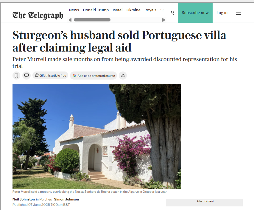AgentP22's tweet photo. Peter Murrell qualified for legal aid while owning a villa in the Algarve worth potentially hundreds of thousands of pounds.
 
A simple question: 

How did a man with a holiday home abroad end up getting taxpayers to help fund his defence?

https://t.co/ykCd3fMpfO https://t.co/PDUrKn847l