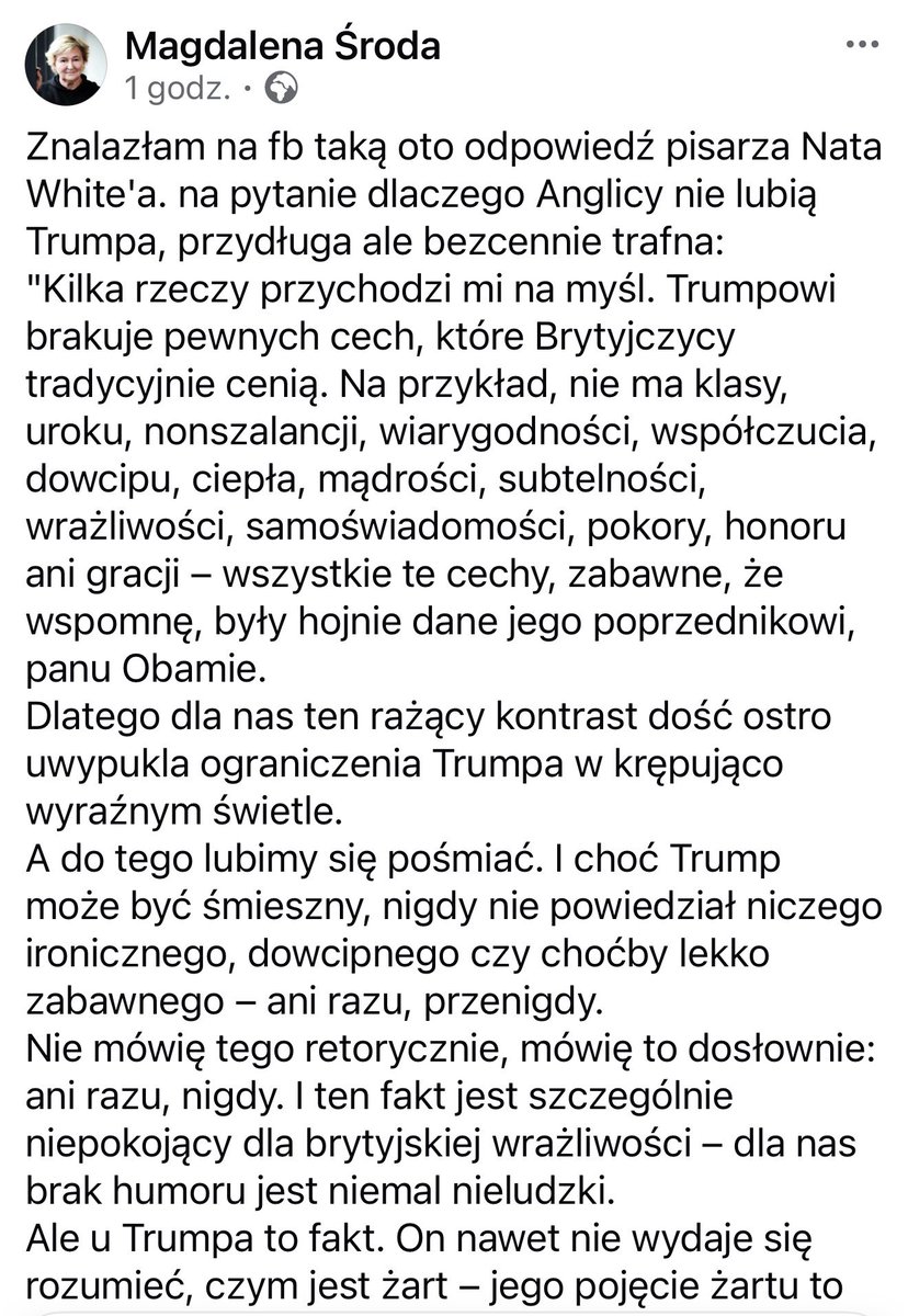 KasiaMaciejka's tweet photo. Lepszej diagnozy Trumpa nie przeczytacie. 
Dzień dobry 🫡 https://t.co/6ZkoGDmlwg