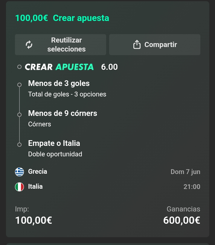 Ninjadepicks's tweet photo. 🇬🇷GRECIA - ITALIA🇮🇹

Goles + córners + empate/victoria

Menos de 3 goles
Menos de 9 córners
Empate o Italia https://t.co/XD8zDYEVtP