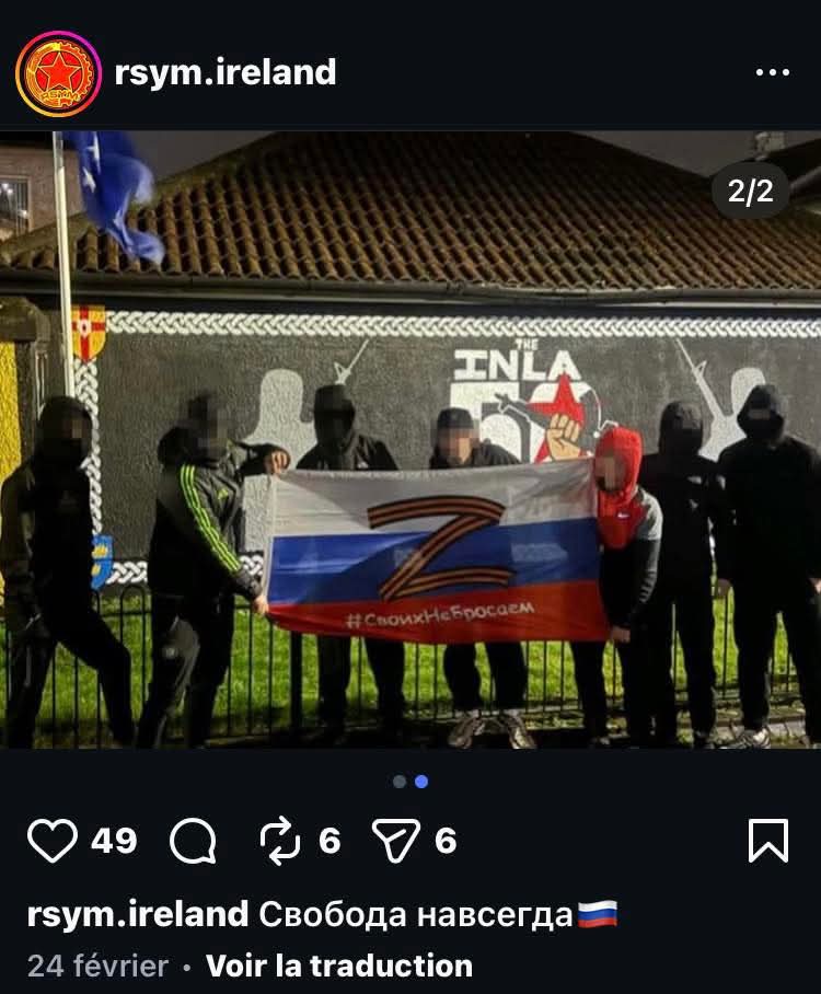 Nopasaran_a's tweet photo. 1/4 "Question sérieuse : doit-on laisser RSYM Ireland un groupuscule ouvertement campiste* qui soutient Poutine et la République Islamique participer à un hommage antifasciste rendu à un camarade assassiné par l’extrême-droite?"

Via Luddo De Ambris sur Fb

*et antisémite cf 2/4 https://t.co/GaMSeCsCNE