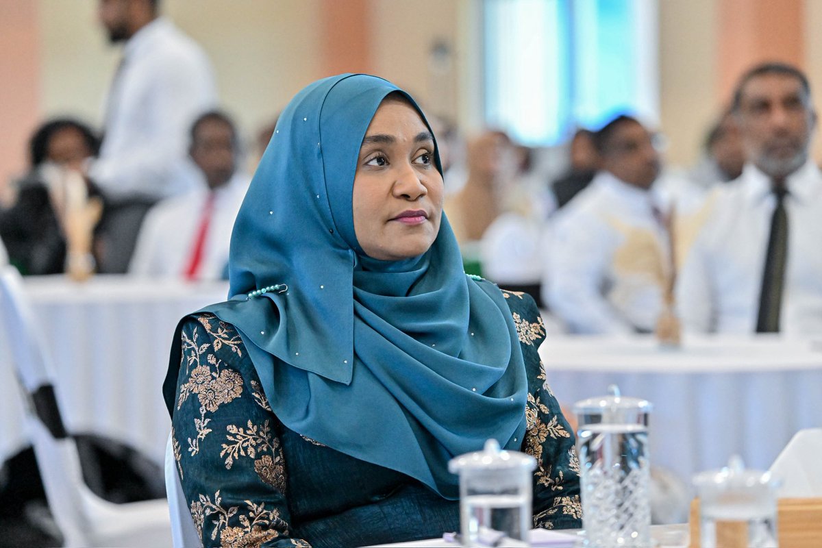 presidencymv's tweet photo. First Lady @sajidhaamohamed graces the ceremony to commemorate World Food Safety Day, held in F. Nilandhoo. 

At the event, the First Lady unveiled the new logo for the Maldives Food and Drug Authority. https://t.co/B8sjpZ8umJ