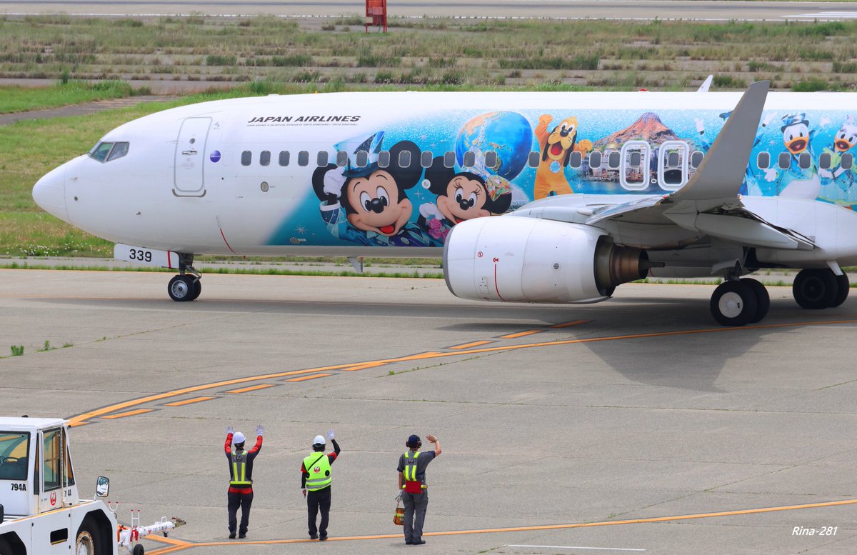 RINA_200's tweet photo. 本日は東京ディズニーシー25周年をテーマにした JAL Jubilee Express のJA339Jが小松空港へ初飛来致しました✨
機体全体に描かれたディズニーキャラクターとジュビリーブルーが印象的な特別塗装機でした。
運航期間は2027年4月頃までと、これからも多くの人々に愛される一機になる事を期待します😊📸 https://t.co/fcR9QrgaFt