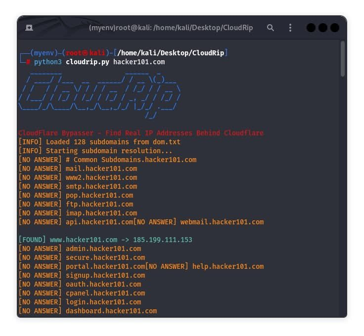 wtf_yodhha's tweet photo. 🚨CloudRip Fast Cloudflare bypass scanner. A tool that helps you find the real IP addresses hiding behind Cloudflare by checking subdomains.

✅https://t.co/YQOwI5acJ0
✅ Join Telegram For More Content: https://t.co/Pz9cWGL18l

#CyberSecurity #BugBounty #EthicalHacking #Infosec https://t.co/wZqRUFwAg1