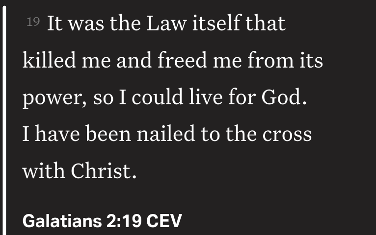 FelixLucid's tweet photo. Those 6 English words translated one Greek word: synestaurōmai.

Most accurately, it means: 'I have been, and I remain, in a permanent state of having been fused together with Christ in His crucifixion — an act that was done to me and is an unalterable, finished reality.'

Done! https://t.co/5sPGLnn7l7