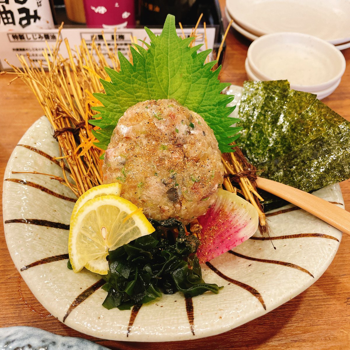 ikdaya's tweet photo. 蟹の身入り茶碗蒸しも長芋の磯辺揚げもなめろうもおいしかった！ https://t.co/2YPYx6VOap