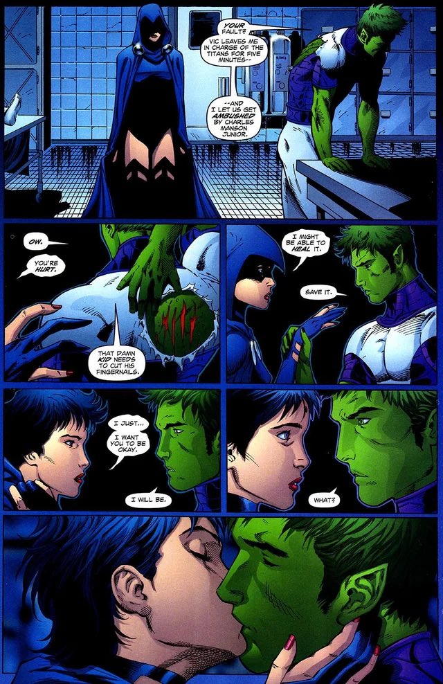 nnohaha's tweet photo. @purgeking1234 @Keshazatara1 Yes, dude, it’s gross 😭. That’s why I could never like the ship. Raven was de-aged to a 15 year old, and Gar was 19. https://t.co/WgxucRZPcc