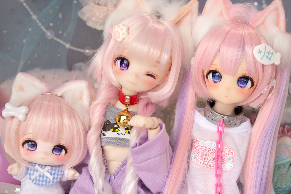 miho34dolls's tweet photo. 【ヤフオク出品しました🌟】
3匹の猫ちゃん姉妹です😺🩷

🍼Ya!Xiugo カスタム フルセット
https://t.co/syOKWnnNsP

💗桃碎碎ウィンクヘッド＋アイ
https://t.co/IpXBWRtIRF

💜DDH-27 F肌 ＋アイ
https://t.co/jBIc6HubO5

6/9(火)の夜までお迎え待ってます💕
宜しくお願いします(ᐢ ܸ. .ܸ ᐢ)🩷 https://t.co/ayUJqp2N2S