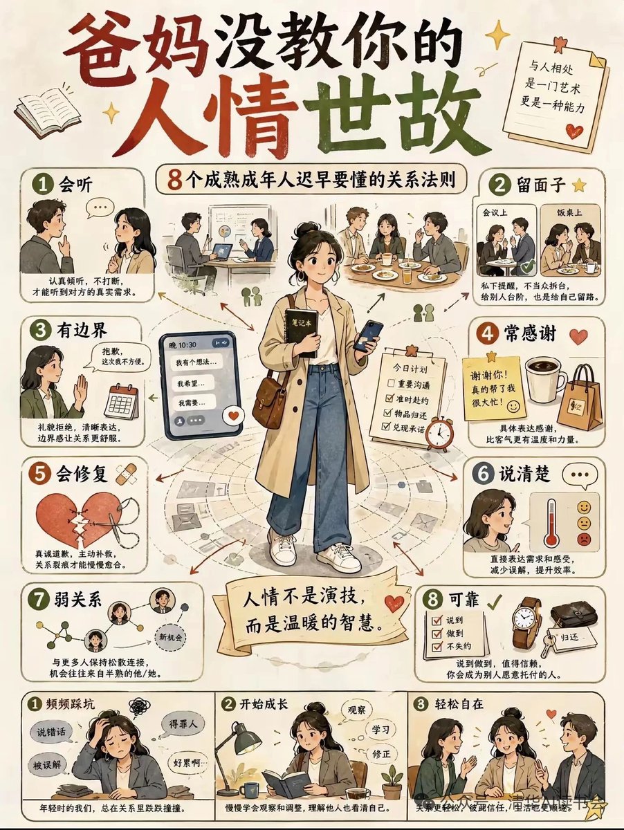 NYang1736's tweet photo. 8条爸妈没教你的人情世故～～～ https://t.co/TLhNKw1OT1