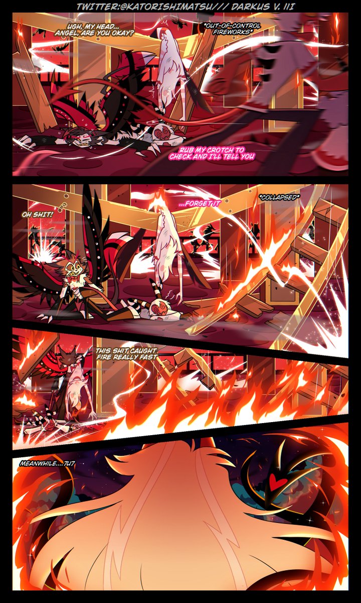 katorishimatsu's tweet photo. Which do you think will burn down first? The park or the hotel? XD 

#HazbinHotel  #radiobelle  #alastorxcharlie #charlastor #Чарластор #阿拉查 #アラチャ #찰래스터 #HazbinHotelFanart https://t.co/ptRgiQEBlT