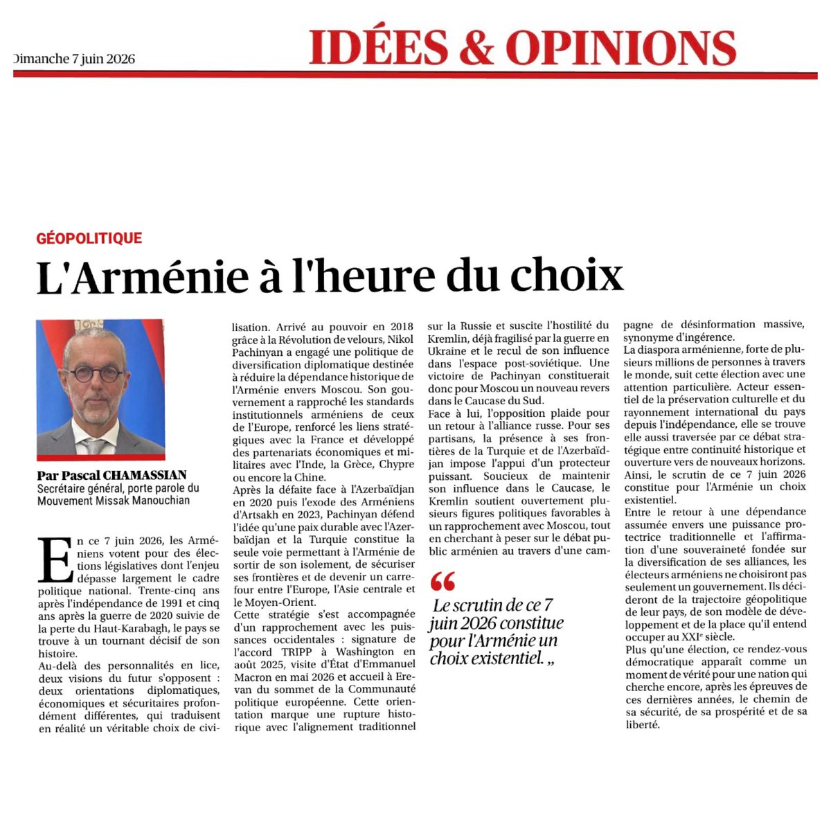 pchamassian's tweet photo. Jour J pour les élections législatives en Arménie.
Ma tribune dans @laprovence 👇👇👇 https://t.co/drj3ZOg2ZW