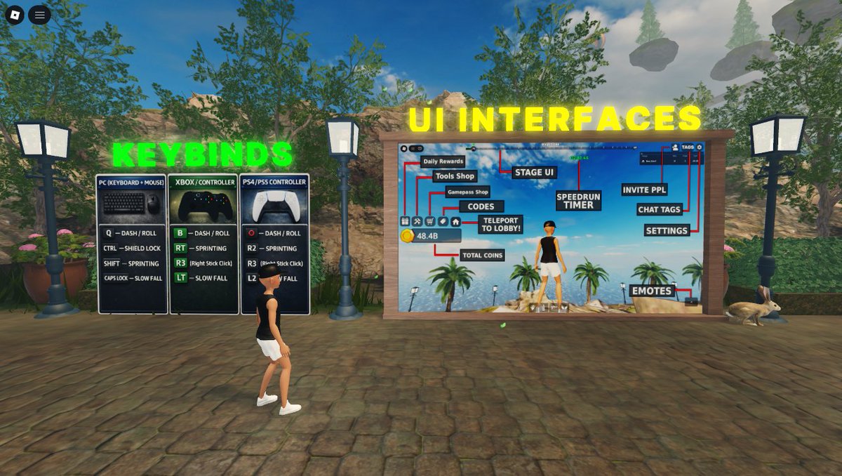 E4erZ's tweet photo. Just Added these SurfaceGUI > ImageLabels in the Lobby for My #ONLYUP Roblox Game, so player knows what each button does! 

Also added Stage Progress UI &amp; Save Checkpoint/Stage, Player starts from their last saved stage/checkpoint when rejoined #roblox #robloxdev #gamedev #e4erz https://t.co/SqxPoTlFk2