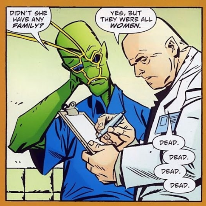 showyoucloud9's tweet photo. @bhangbhangducx my favourite bit from ambush bug, aside from him going shopping for appliances and every single fridge being filled with dead bodies of female characters https://t.co/0IdG0HvirD