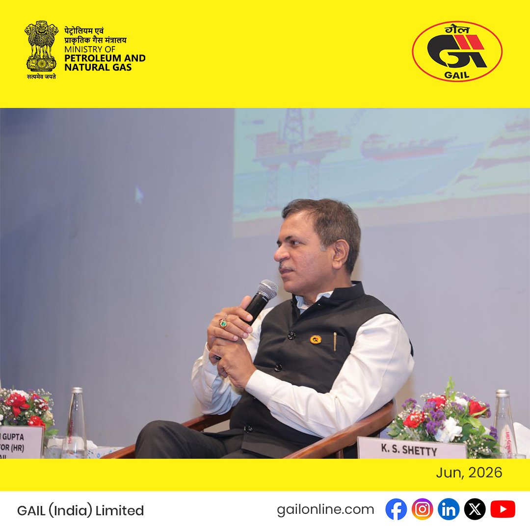 gailindia's tweet photo. GAIL Training Institute (GTI), Noida Celebrates 29th Anniversary with 2nd L&D Conclave

GAIL Training Institute (GTI), Noida, the premier Learning & Development (L&D) hub of GAIL and a leading capability-building center for the energy sector, celebrated its 29th Anniversary on 5 June 2026.

To mark the occasion, GTI organized a Learning & Development Conclave on the theme “Fueling the Future: Skills for a Volatile Transitional Energy Landscape”. this was the 2nd L&D Conclave which brought together CMD GAIL, Directors (HR), L&D Heads, and learning champions from leading Central Public Sector Enterprises (CPSEs).

The event served as a platform for sharing experiences, exchanging ideas and collectively shaping a future-ready learning ecosystem for today’s and tomorrow’s energy leaders. In his welcome address Shri Ayush Gupta, Director HR GAIL briefed the audience about pioneer initiatives by GTI. 

The conclave was inaugurated by Shri Deepak Gupta, Chairman & Managing Director, GAIL, who, in his inaugural address, emphasized the pivotal role of Learning & Development in aligning individual growth with organizational objectives and national aspirations. The keynote address was delivered by Ms. Vaishali Nigam Sinha, Co-Founder, ReNew, who highlighted the urgent need for cleaner and more sustainable energy solutions and outlined the roadmap towards achieving them.

The inaugural session was also graced by distinguished leaders, including Shri K. S. Shetty, Director (HR), HPCL; Ms. Rashmi Govil, Director (HR), IOCL; Shri Manish Patil, Director (HR), ONGC; and Dr. Yatindra Dwivedi, Director (Personnel), Power Grid Corporation of India Ltd.

The conclave featured several insightful sessions and deliberations, including:

Panel Discussion by Directors (HR) on the theme “Empowering Teams by Embracing the Future: Guiding Our Workforce through Positive Energy Transition, Digital Empowerment, and Organizational Development,” moderated by Dr. G. P. Rao, Chairman, GPR HR Consulting.

Fireside Chat on “Sustainable Skilling: Commitment and Leadership of the Indian Army,” featuring Maj. Gen. A. S. Chauhan, SC, SM (Retd.) in conversation with Col. Rohit Dev.

Knowledge-sharing sessions by L&D teams from leading energy and infrastructure organizations, including IOCL, ONGC, BPCL, HPCL, EIL, NTPC, BHEL, NHPC, MGL, Power Grid Corporation, and GAIL, showcasing best practices and innovative approaches to workforce development.

Launch of “Inquizzitive 2.0,” a HRD initiative of GAIL aimed at fostering continuous learning and engagement.

The event concluded on a forward-looking note by Shri Praveer Kumar Agrawal, Executive Director (Training), who reaffirmed the GAIL commitment to building future-ready talent and strengthening learning excellence across the energy sector.

@HardeepSPuri 
@TheSureshGopi 
@neerajmittalias 
@PetroleumMin 
@CMD_GAIL