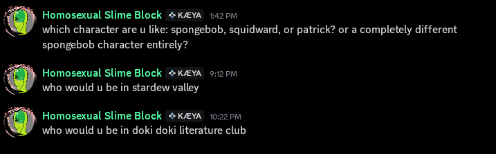 DLord3's tweet photo. 1. I'm not sure actually, I have not watched Spongebob square pants in a long time.
2. I'm sorry but, I don't know what that is.
3. Once again I'm not sure, apologies. I haven't seen anything on that game in a while nor have I ever gotten that into it. https://t.co/tkJL3k4xGO