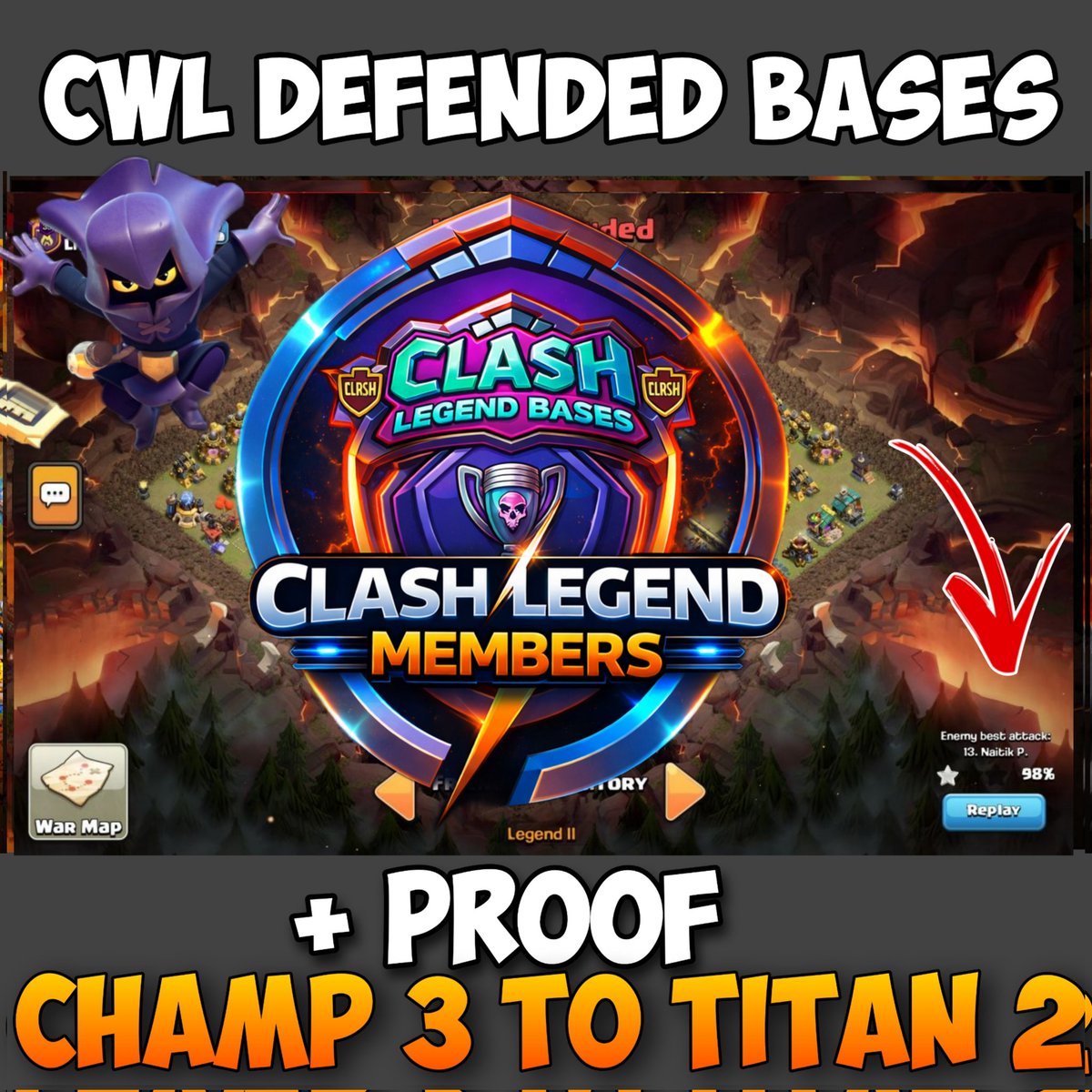 ClashLegendbase's tweet photo. Defended CWL Bases 
With proof and same traps
Posted for members.

💎 *Join Membership* / Monthly Basis 💎
For Link  👇 
Open ticket - 
https://t.co/xhxgCkKMwW

Become a member through *Discord:* 
https://t.co/dTA0NXlO2t

#ClashOfClans #ClashEsports #th17BaseLink #clashlegendbase https://t.co/8U6Nb2zUtx