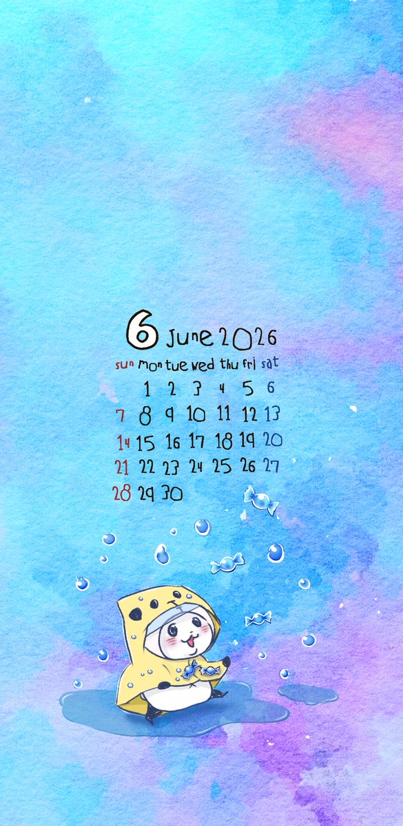 SpicyChizuru's tweet photo. 6月のカレンダーと壁紙が完成しました☔️🍬
よかったらロック画面やLINEのトークルーム背景などに設定してみてください🙏 https://t.co/Q46DtGKT3k