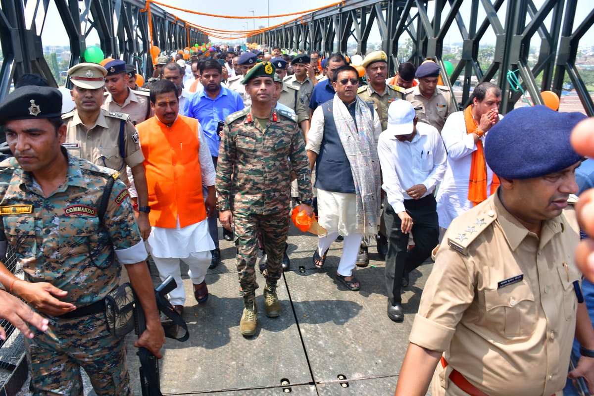 BROindia's tweet photo. #BROIndia #VikramshilaSetu
#BiharBridges #EngineeringExcellence

*Project Swastik @ BRO Restores Connectivity at Vikramshila Setu, Bihar
One Mission: 20 Days, Four Bridges*

In an extraordinary display of dedication and engineering excellence, Project Swastik @ BRO restored connectivity over the damaged Vikramshila Setu at Bhagalpur, Bihar, in just 20 days.

Working relentlessly through extreme heat and long nights, BRO personnel successfully launched four Bailey Bridges, including a 170-ft bridge, in record time. 

The swift execution ensured uninterrupted movement across the Ganga, bringing immense relief to the people of Bhagalpur and Naugachia.

These bridges were inaugurated on 07 June 2026 by Shri Er. Kumar Shailendra, Hon’ble Minister of Road Construction Department, Government of Bihar in the presence of Brig Amit Sakhre, CE Project Swastik.

Nation First. Connectivity Always.
Jai Hind 🇮🇳

@rajnathsingh 
@SethSanjayMP 
@officecmbihar
@SpokespersonMoD 
@adgpi 
@easterncomd 
@PIB_India 
@ians_india 
@ANI