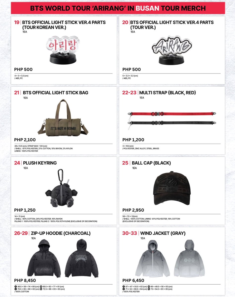 deeyosa07's tweet photo. WTS LFB BTS WORLD TOUR ARIRANG MERCH 🇵🇭
Hand Carry to PH on June 23, 2026

ARMY BOMB V4 - ₱3,500*
ABV4 PARTS - ₱500
CRADLE - ₱1,250
TOUR STAMP_BUSAN - ₱1,000
TOUR JERSEY_BUSAN - ₱3,450
ZIP-UP HOODIE_KOREA - ₱8,450
S/S T-SHIRT_KOREA - ₱3,250
LIGHT STICK BAG - ₱2,100 https://t.co/j5Uuvtg30U