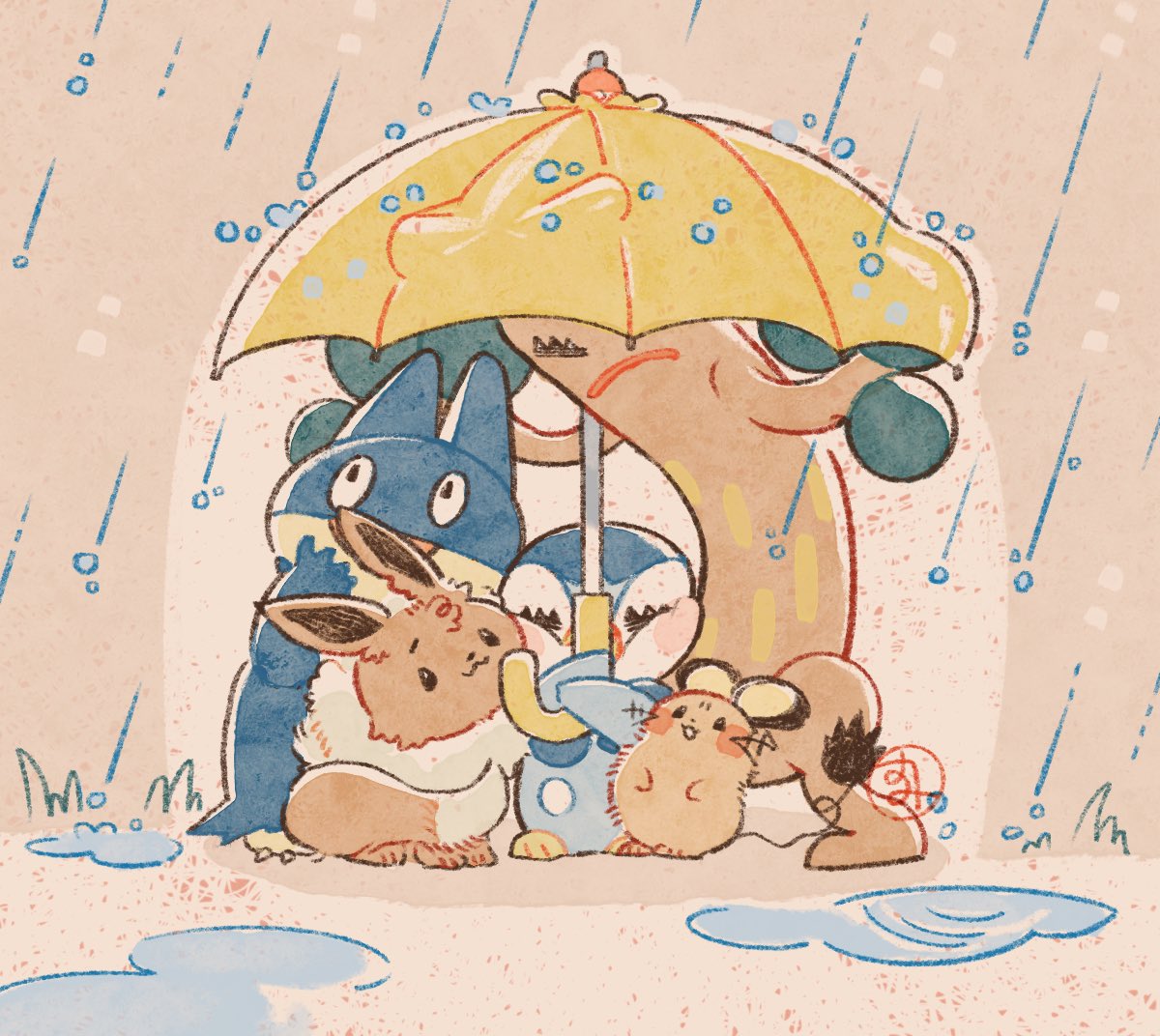 momota_sumi's tweet photo. 雨☔みんな濡れたくない…！

#ポケモンイラスト #pokemonfanart https://t.co/qUh6dFQ0jv
