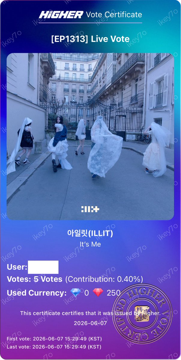 yu_GLLIT's tweet photo. Let's get a 2nd win for It's Me!

#Vote_for_ILLIT  #ILLVOTEIT
#INKIGAYO #ILLIT https://t.co/HwQVb2oLCE