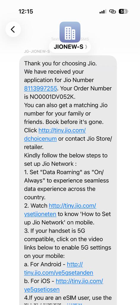 Rahullalcs's tweet photo. @JioCare I applied for a new Jio SIM and received confirmation SMS with Order No. NO0001DV052K for mobile number ending 7255. However, I have still not received the SIM. Kindly check the status and provide an update at the earliest. #Jio #CustomerSupport #JioCare @reliancejio https://t.co/9IbkFR7jnB