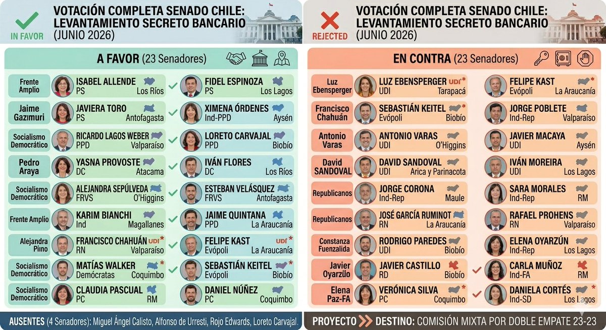 CCESARRETAMAL's tweet photo. @atlasmediacl @MITERRED Esto quedó en exclusivo empate no está caída la ley en  el levantamiento del secreto bancario ahora entra en comisión mixta.
Vease la tabla. https://t.co/TjeeSyFvsK