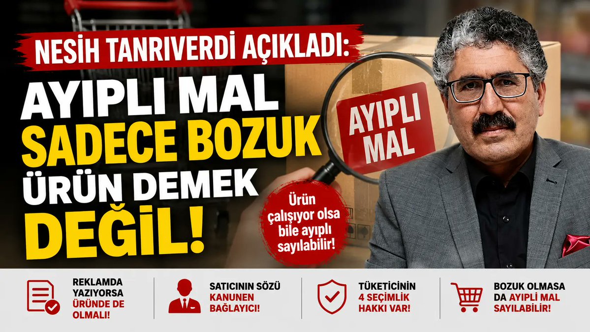 tuketicilerbir's tweet photo. ⚠️ Bozuk değil...

Ama yine de para iadesi, değişim veya ücretsiz onarım hakkınız olabilir.

Tüketicilerin en sık yanıldığı konulardan biri "ayıplı mal" kavramı.

Tüketiciler Birliği Genel Başkan Vekili Nesih Tanrıverdi, birçok kişinin bilmediği detayları anlattı.

🔗 https://t.co/FVoFf9hHpH