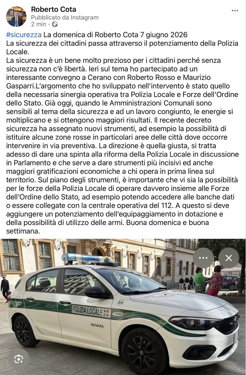 roberto_cota's tweet photo. #sicurezza la domenica di @roberto_cota https://t.co/F4joNr2ig2