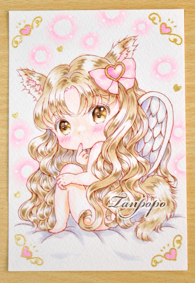 ねこ天使さんを描きました。 #手描きイラスト #猫 #天使