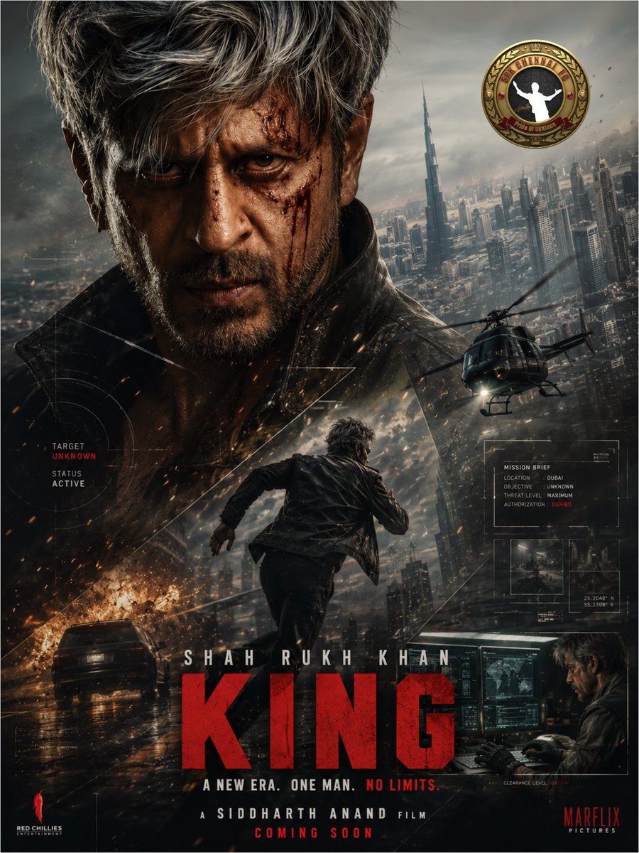 SRKCHENNAIFC's tweet photo. Target: Unknown. Status: Active. 👑🔥

One man against the world.
One mission beyond limits.

King is coming to rule the big screen. ❤️‍🔥

@iamsrk @justSidAnand @RedChilliesEnt

#King #ShahRukhKhan #SRK #ItsKingTime #KingKhan #SRKCFC https://t.co/rkFQCQHEJG