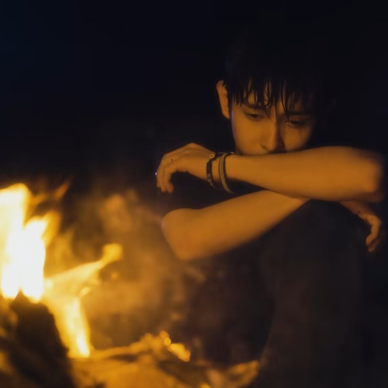 holysva's tweet photo. notice how the color palette kinda matches the end of the kaibigan mv??? plus, leaves are like one of the things used to make a fire and smoke. ig we’re officially entering justin’s broken or acceptance era https://t.co/xJ0fihkqM1