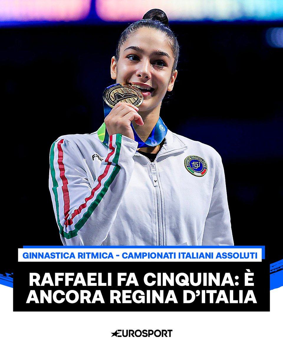 Eurosport_IT's tweet photo. SOFIA REGINA D’ITALIA 👑

Al Palaghiaccio di Folgaria a prendersi la scena è ancora una volta Sofia Raffaeli: la marchigiana si conferma campionessa italiana nel concorso generale, conquistando il quinto titolo tricolore della carriera 🇮🇹

#GinnasticaRitmica #Raffaeli https://t.co/HO1A6RGhcR