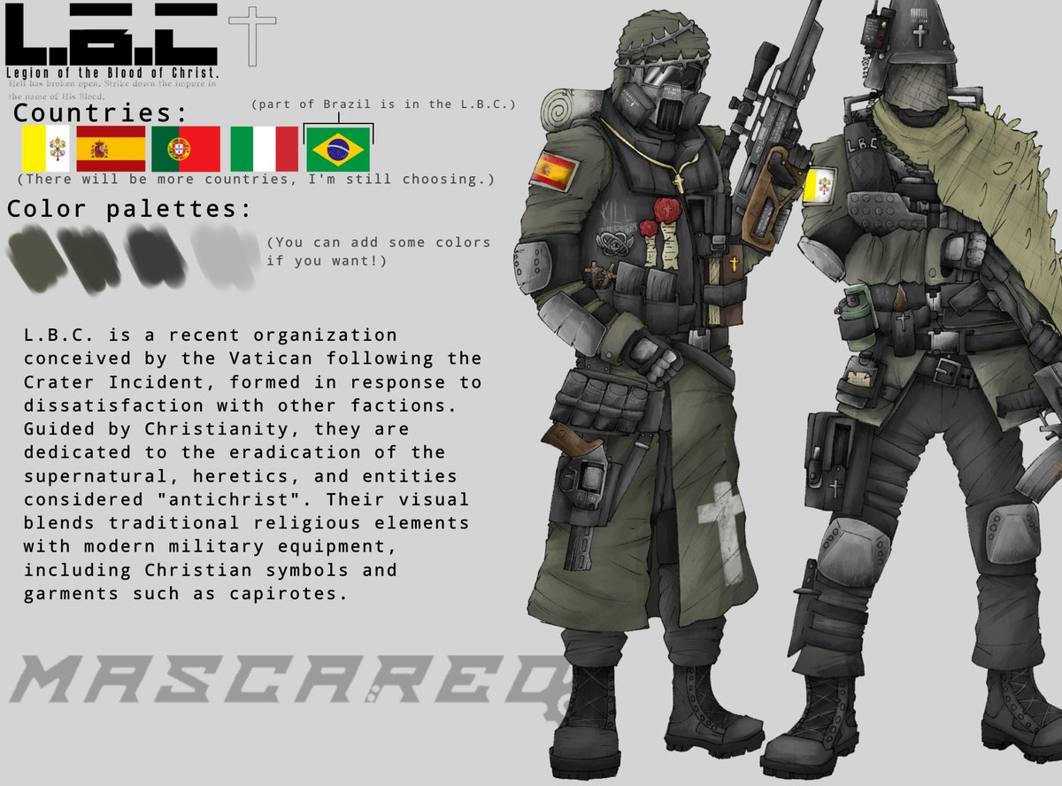 Hydro453arts's tweet photo. Btw, If you want to create a FAN soldier class in #MASCARED 

Here is a description of each organization! (Still Unfinished) https://t.co/0OLqb136Uf