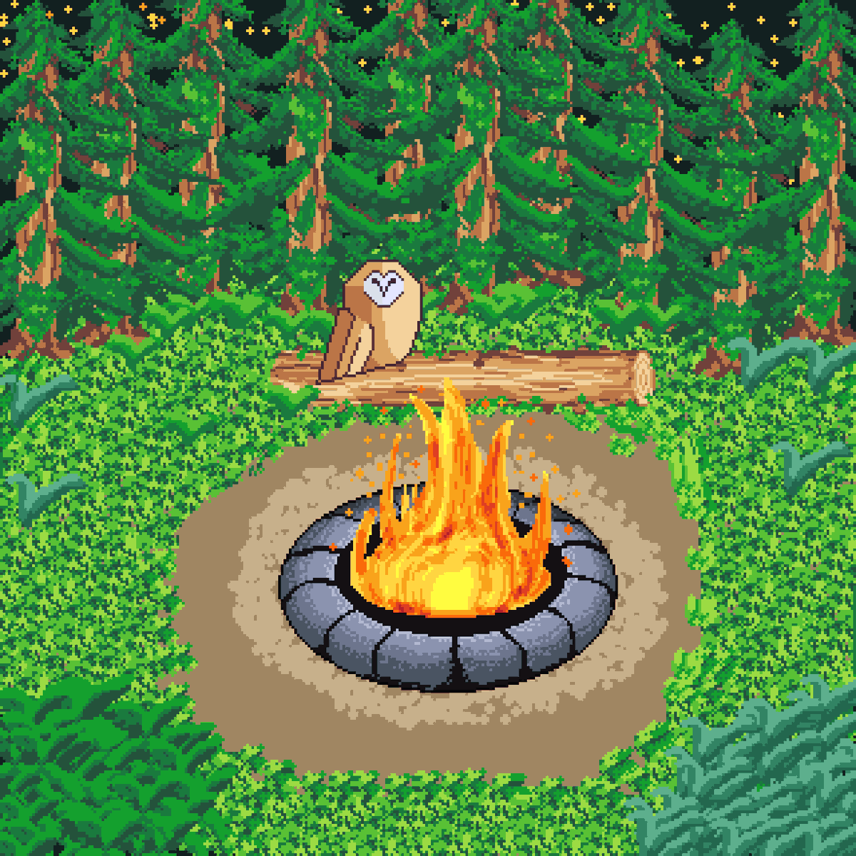 quanarri's tweet photo. Owl and bonfire
#pixelart https://t.co/TYzcrO2uIR