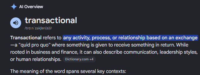 Bro_MathHD's tweet photo. bro I'm not going to argue with you about the meaning of the word transaction. because if you look at the sub heading it says  **relating to buying and selling** 

Transaction has meaning beyond buying and selling. 

Data servers transact 
Human beings transact
All relationships are transactional