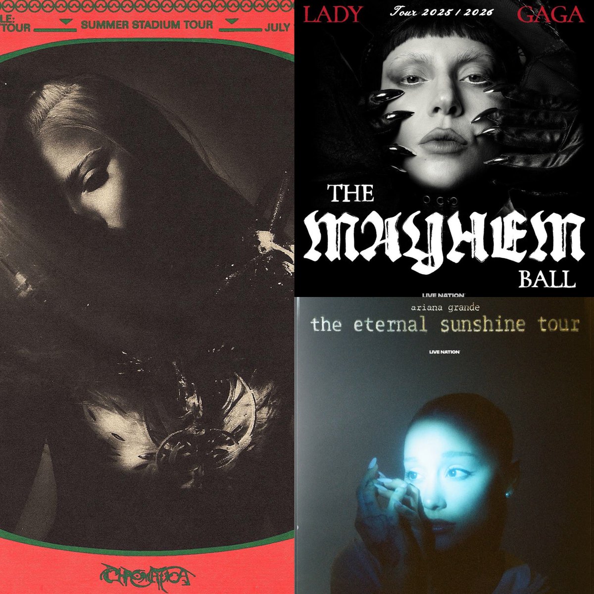 allurequinn's tweet photo. rain on me has now been performed on three world tours

– chromatica ball tour
– mayhem ball tour (surprise song)
– eternal sunshine tour https://t.co/zvbmO6vKYK