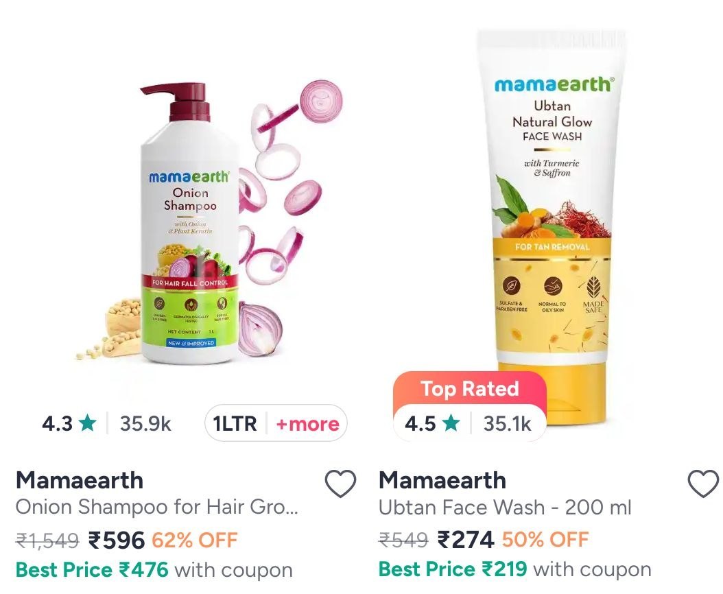 SasteDeals's tweet photo. Myntra | 🔥 MAMAEARTH MEGA DEAL ALERT! 🔥

💚 BUY 1 GET 1 FREE + Extra 25% OFF Coupon 💚

🛒 https://t.co/zTfTTPEt68 https://t.co/waPkOv0foi